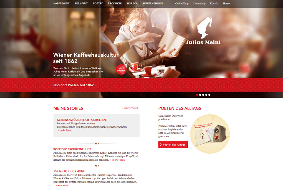 Website Julius Meinl Kaffee