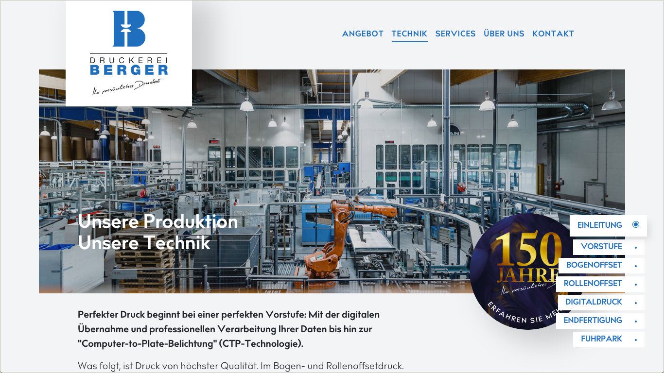 Website Druckerei Berger