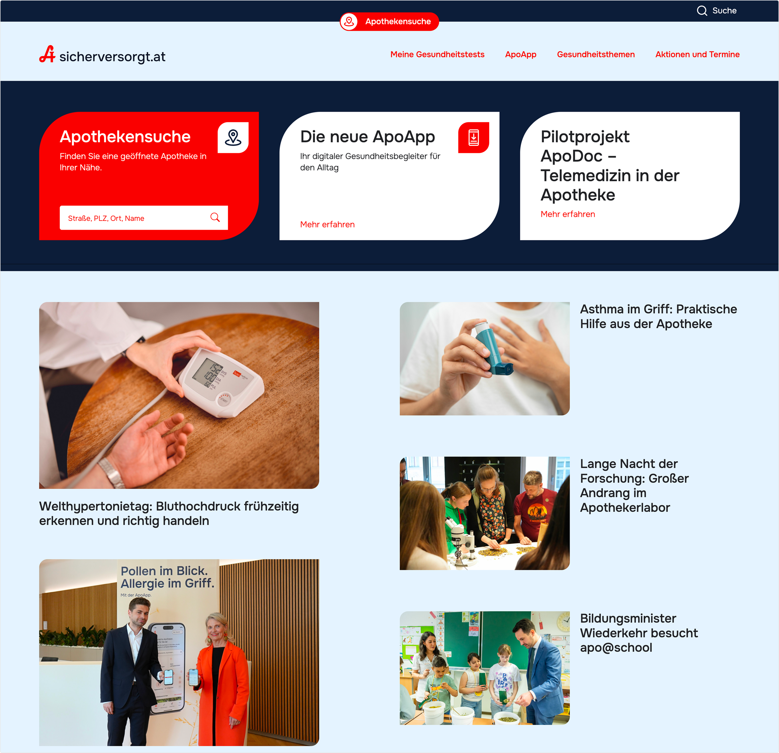 Screenshot sicherversorgt: Österreichische Apothekerkammer Screenshot sicherversorgt: Österreichische Apothekerkammer