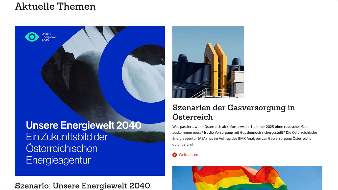 Screenshot Aktuelle Themen Austrian Energy Agency