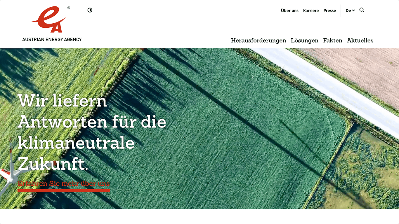 Screenshot Startseite Austrian Energy Agency