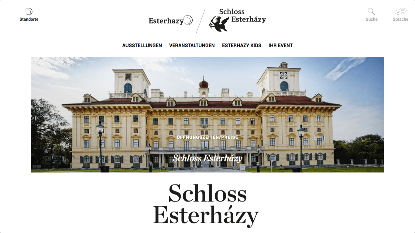 Website Schloss Esterházy in Eisenstadt, Burg Forchtenstein, Schloss Lackenbach und Piedra St. Margarethen