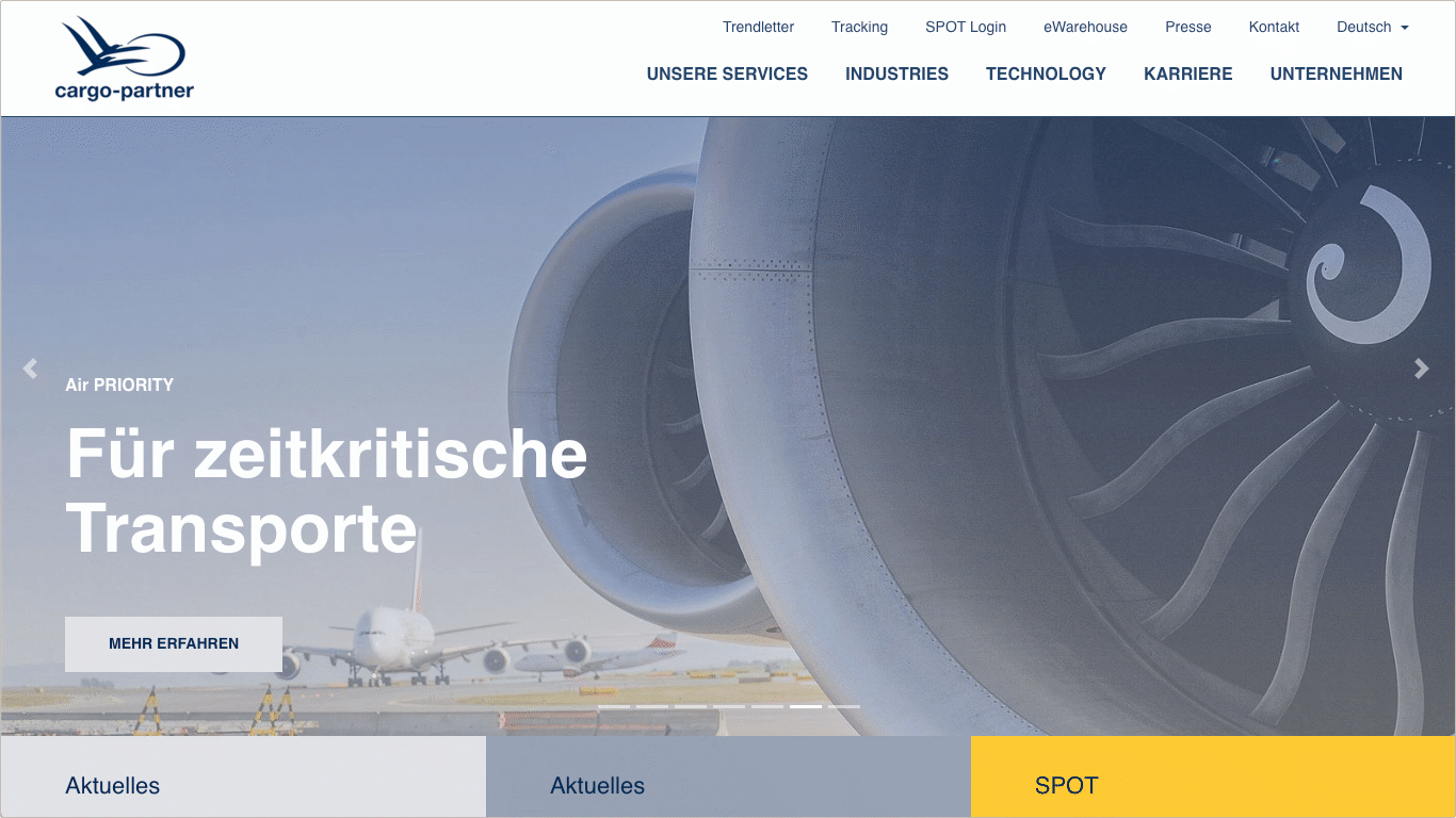 Website cargo-partner Startseite