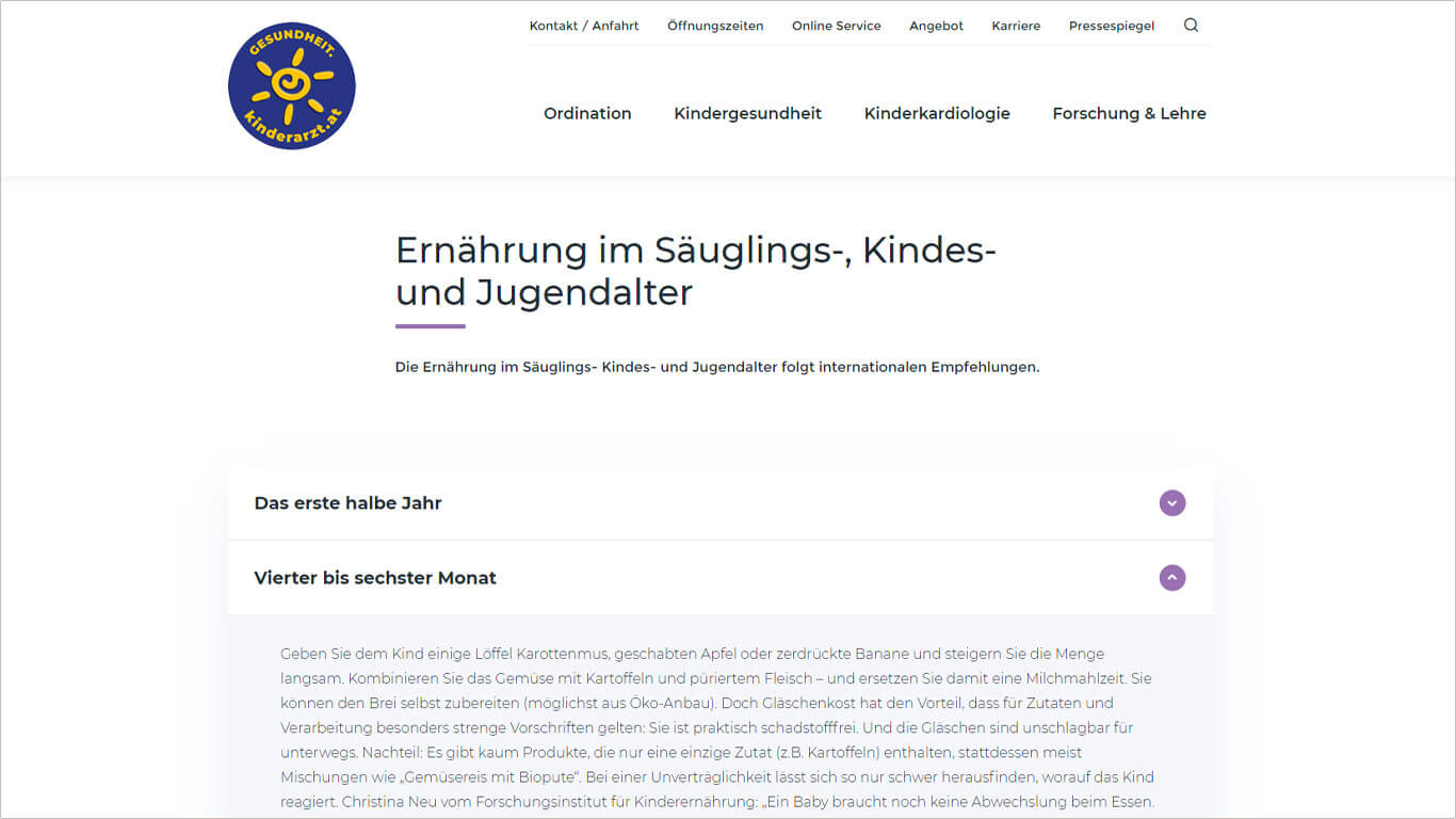 Website Kinder Arzt - Lexikon Detail