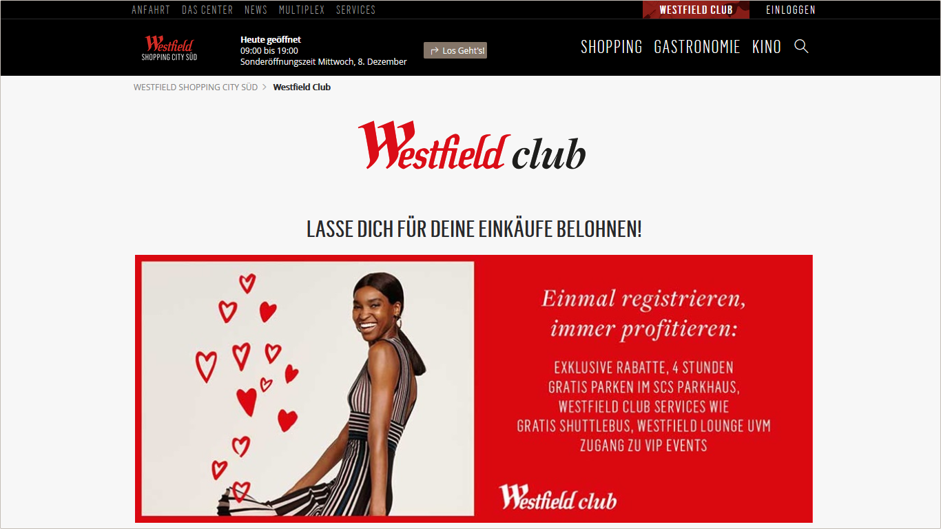 Screenshot Projekt Unibail Rodamco Westfield SCS