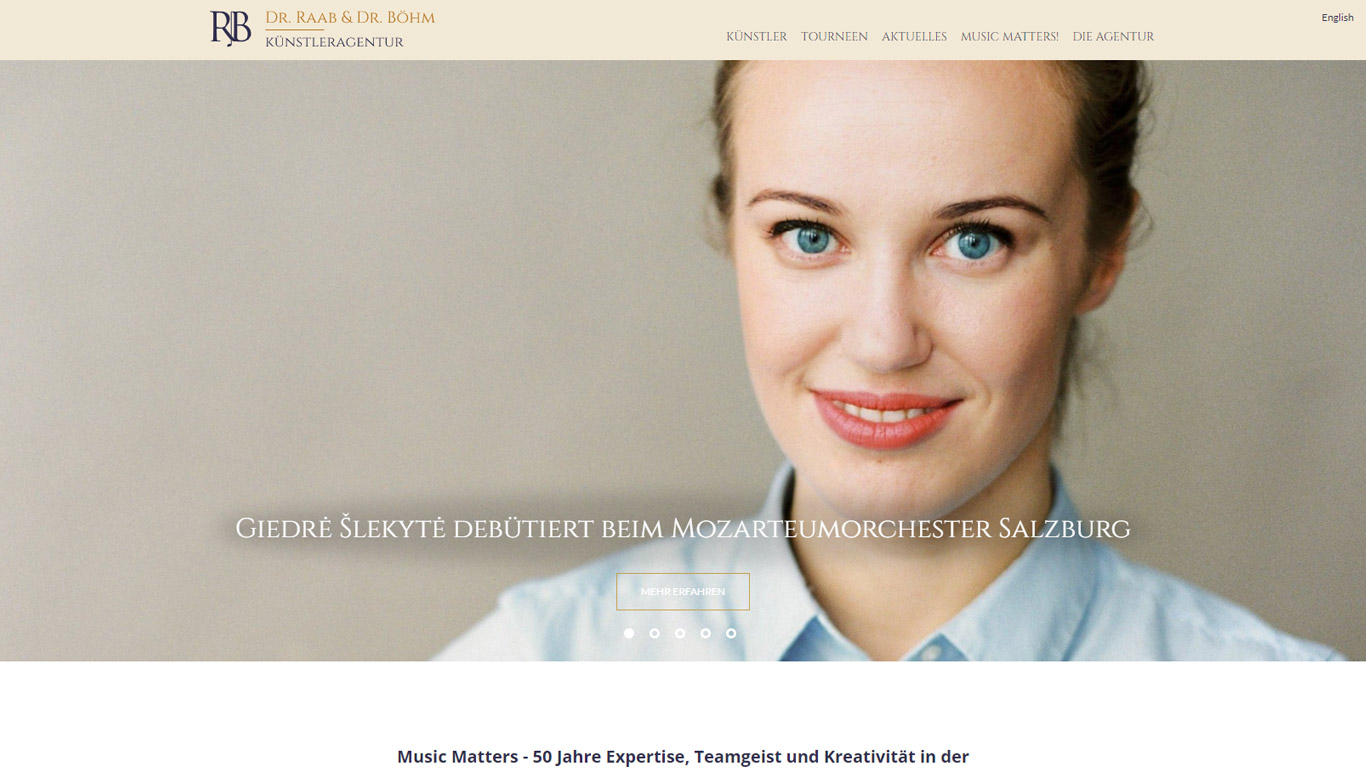 Screenshot: Startseite Künstleragentur Dr. Raab & Dr. Böhm
