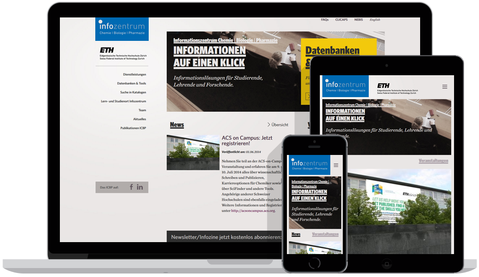 Responsive Website Infozentrum ETH Zürich