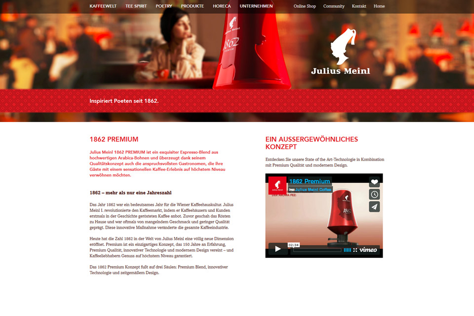 Geschichte auf Website von Julius Meinl Kaffee