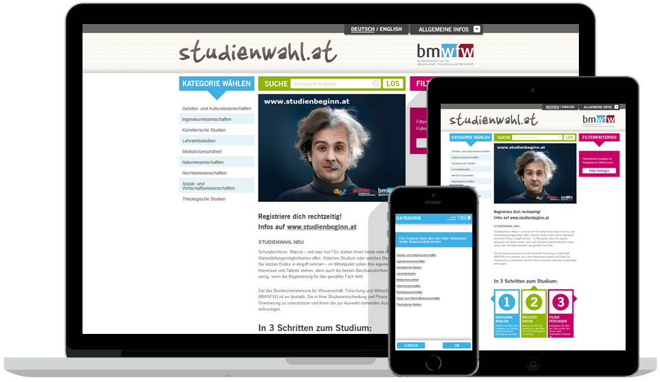 Responsive Website Studienwahl